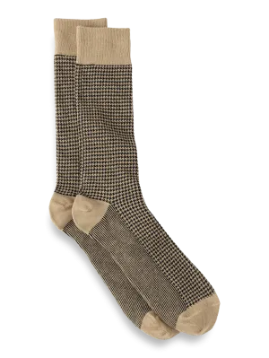 Houndstooth Cotton Blend Sock - Dark Khaki