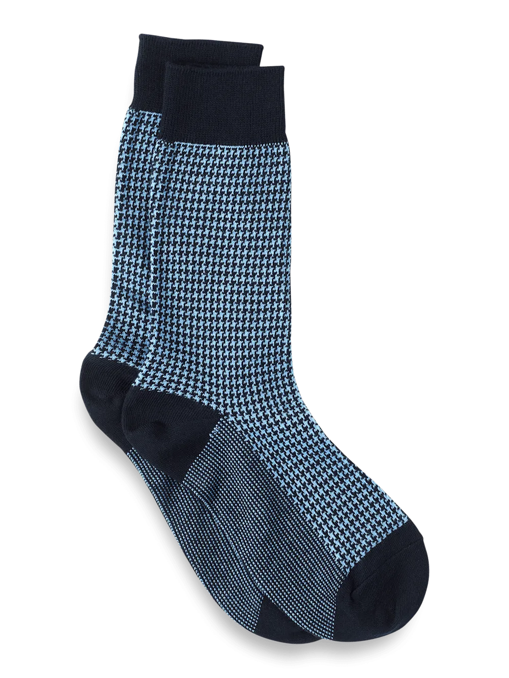 Houndstooth Cotton Blend Sock - Navy