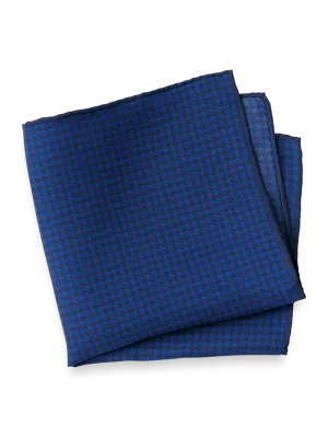 Houndstooth Silk Pocket Square - Blue