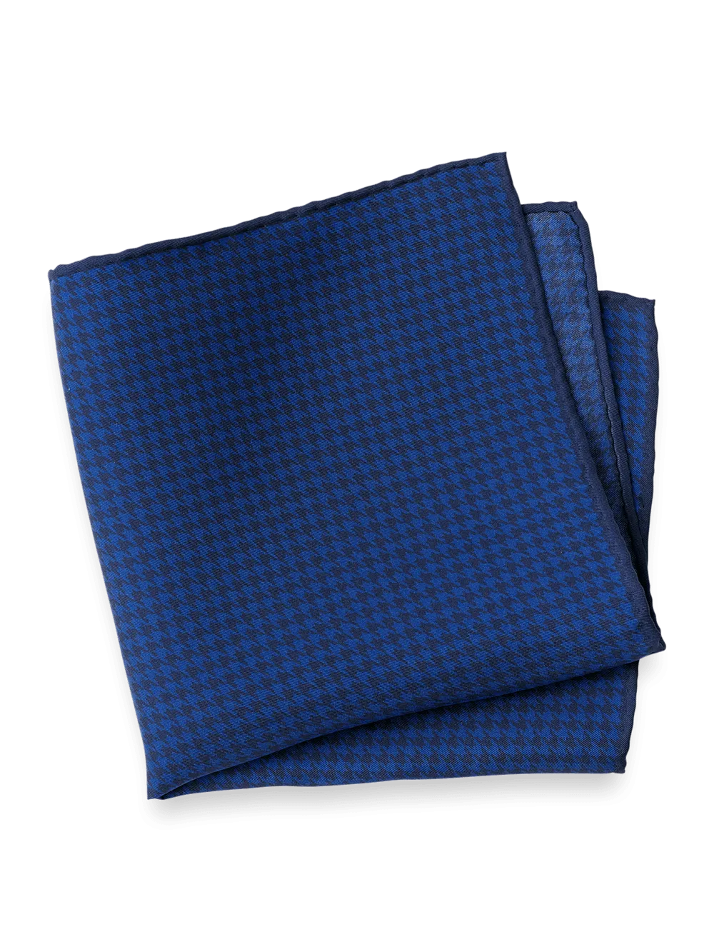 Houndstooth Silk Pocket Square - Blue
