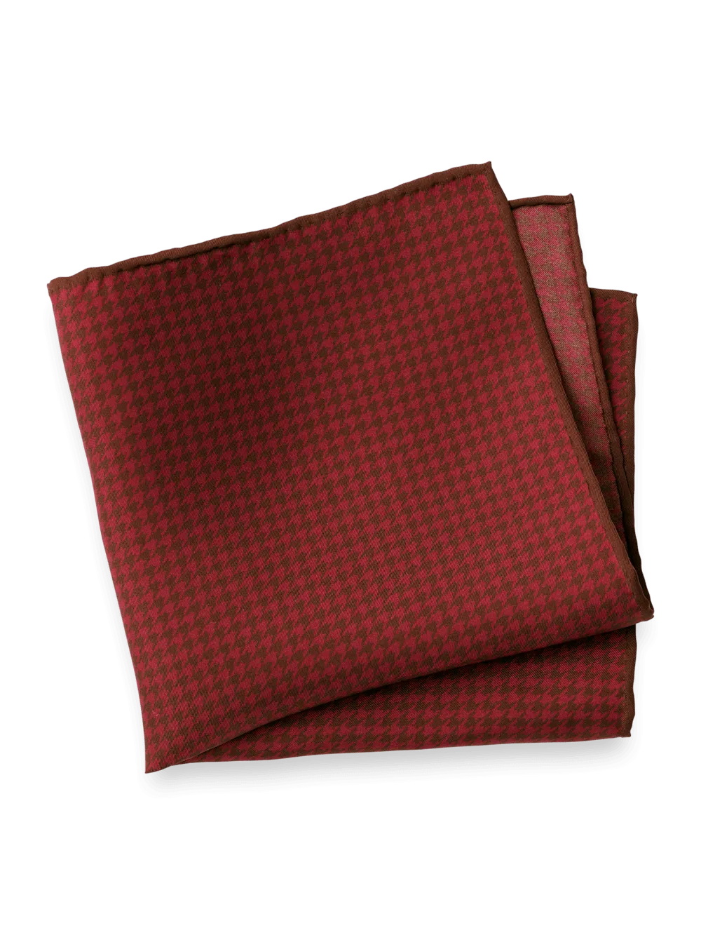 Houndstooth Silk Pocket Square - Burgundy