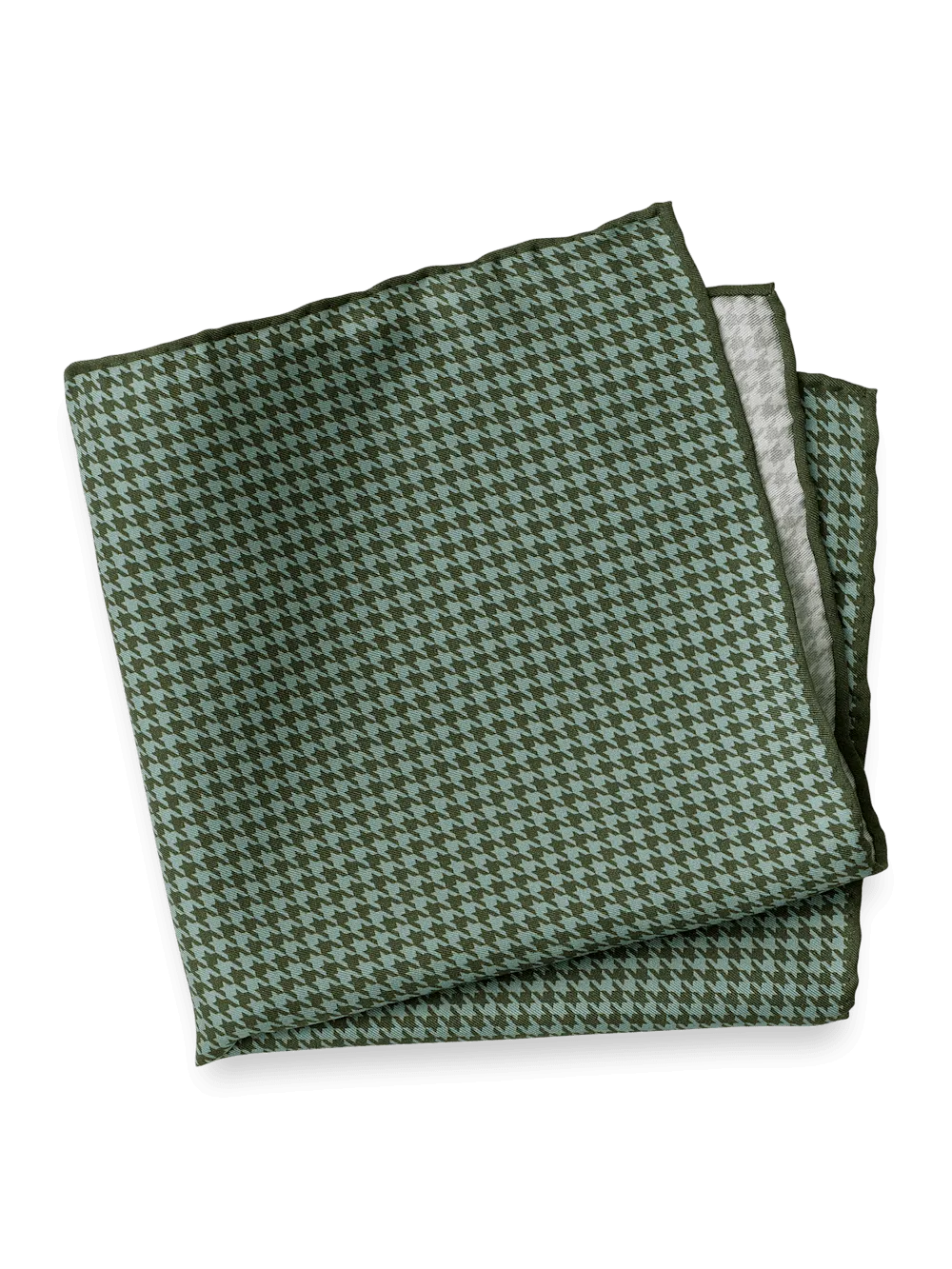 Houndstooth Silk Pocket Square - Green