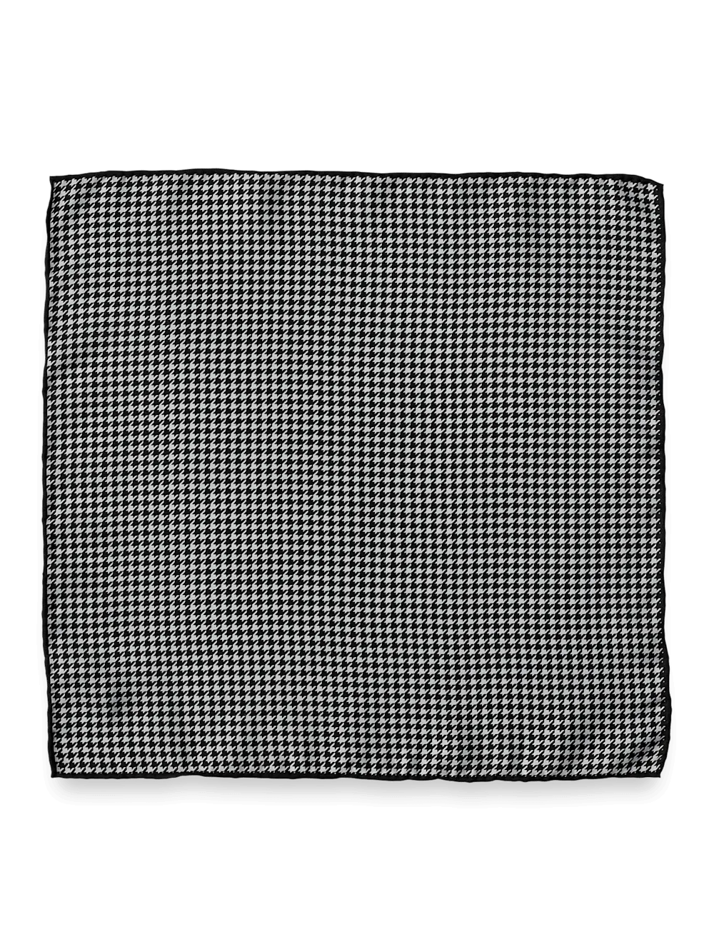 Houndstooth Silk Pocket Square - Ivory/silver