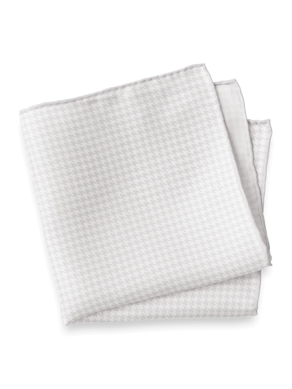 Houndstooth Silk Pocket Square - Ivory/silver