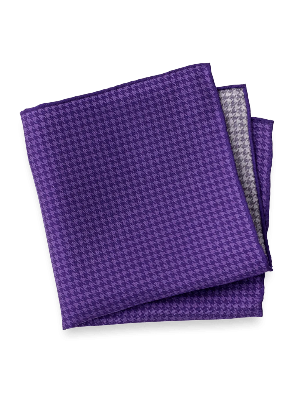 Houndstooth Silk Pocket Square - Purple