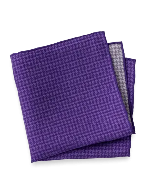 Houndstooth Silk Pocket Square - Purple