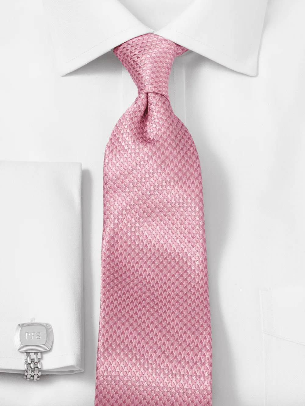 Houndstooth Woven Silk Tie - Pink