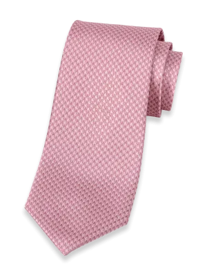 Houndstooth Woven Silk Tie - Pink
