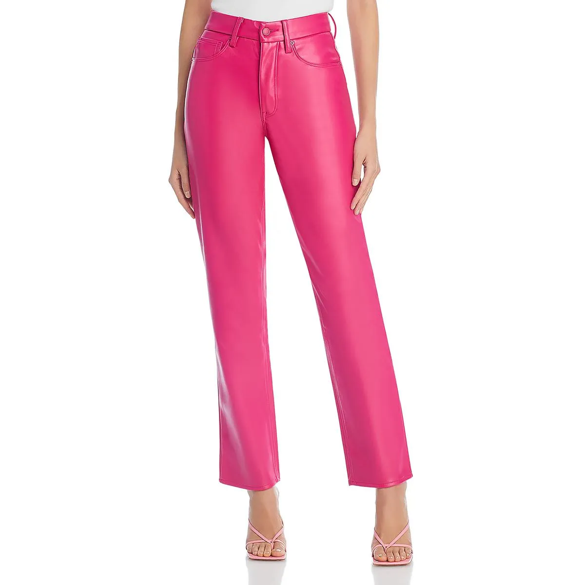 Icon Womens Faux Leather High Rise Straight Leg Pants