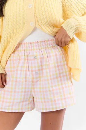 Keep It Brief Pink and Yellow Multi Gingham Boxer Shorts SALE