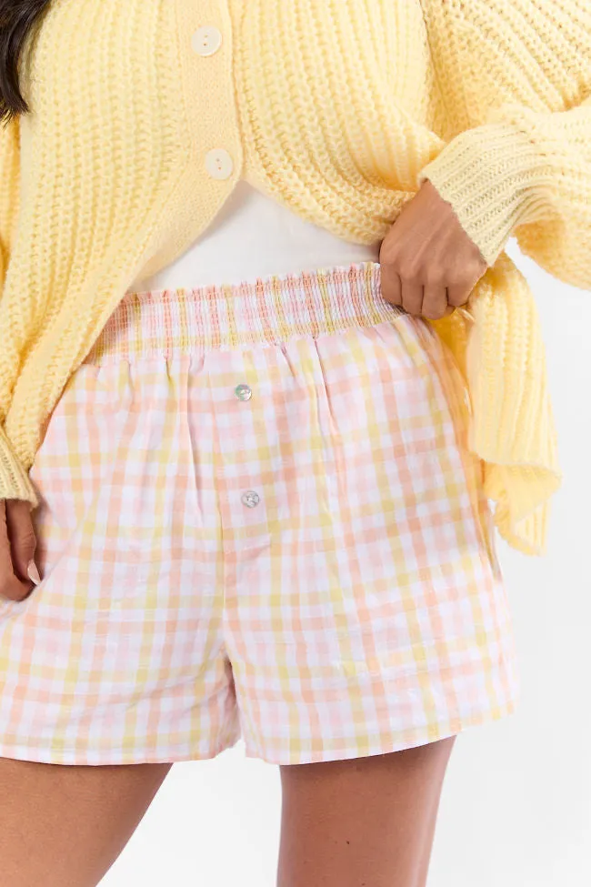 Keep It Brief Pink and Yellow Multi Gingham Boxer Shorts SALE