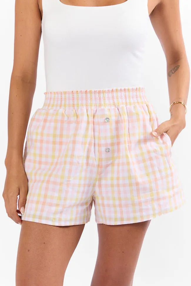 Keep It Brief Pink and Yellow Multi Gingham Boxer Shorts SALE