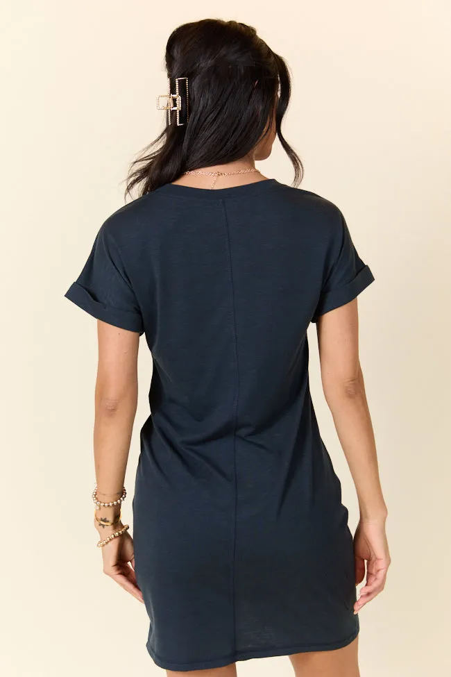 Knot My Type Dark Grey T-Shirt Dress
