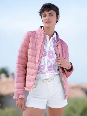 Krista Linen Ruffle Down Jacket