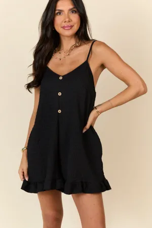 Last Summer Black Ruffle Hem Romper