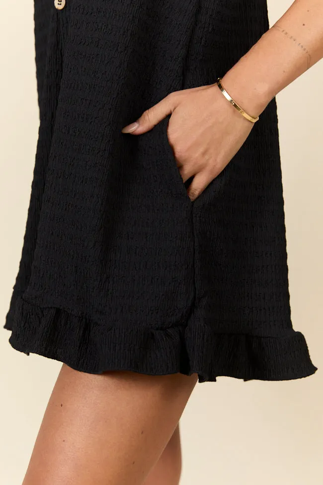 Last Summer Black Ruffle Hem Romper