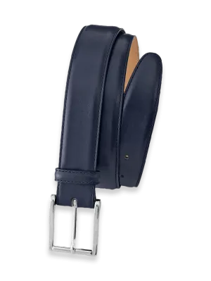 Leather Belt with Changeable Buckle - Navy