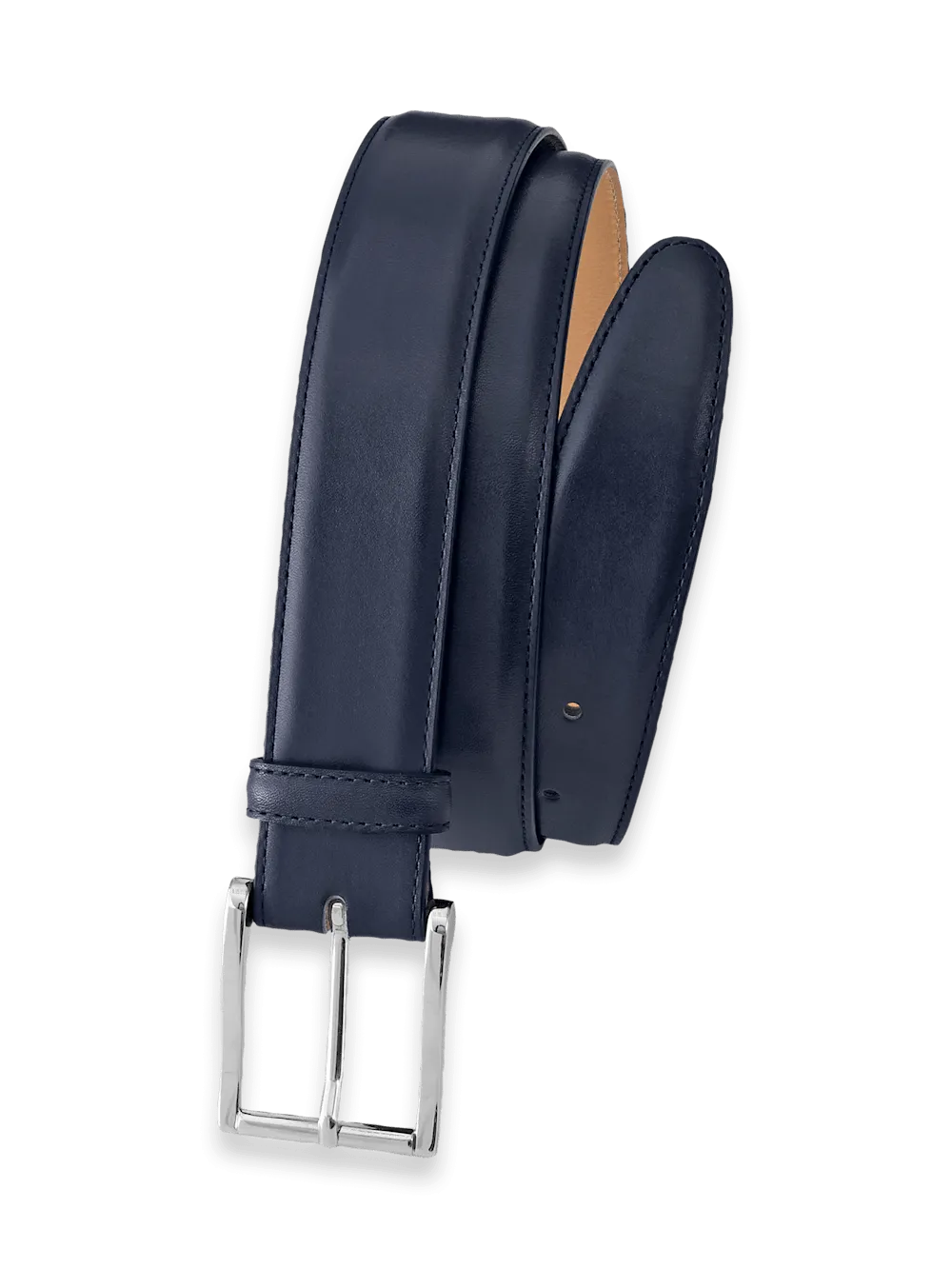 Leather Belt with Changeable Buckle - Navy