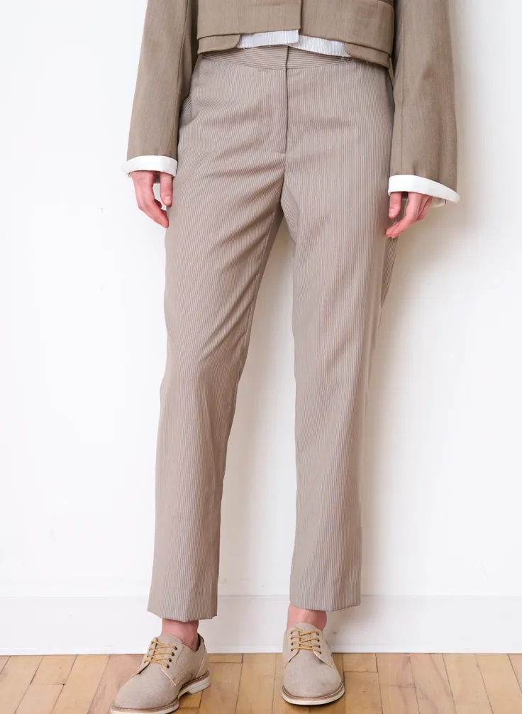 Lexington Trouser in Taupe Pintripe