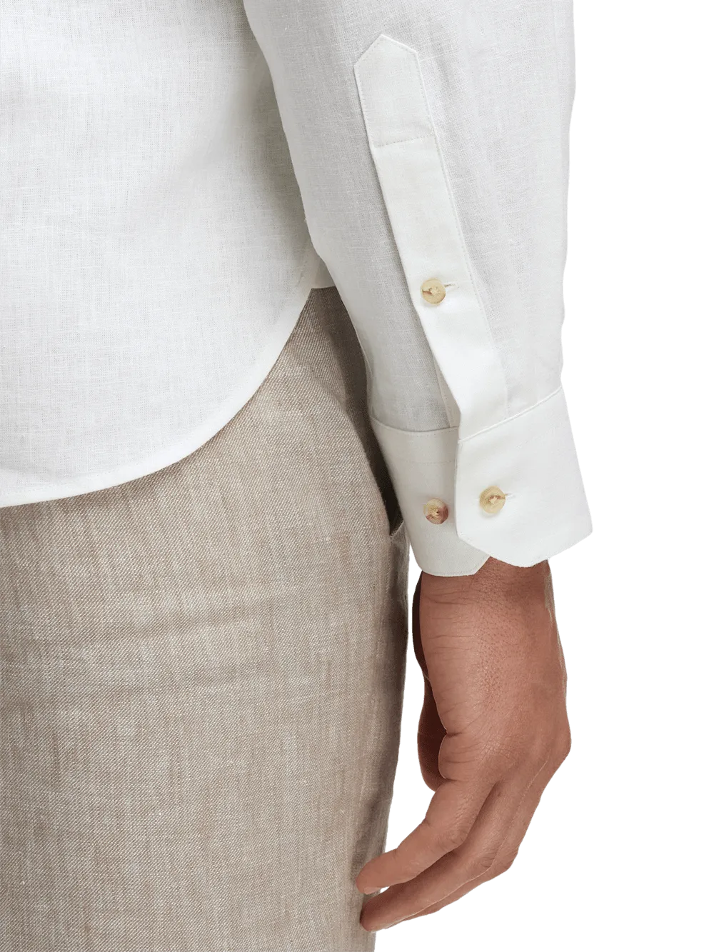Linen Blend Botanical Print Casual Shirt - White