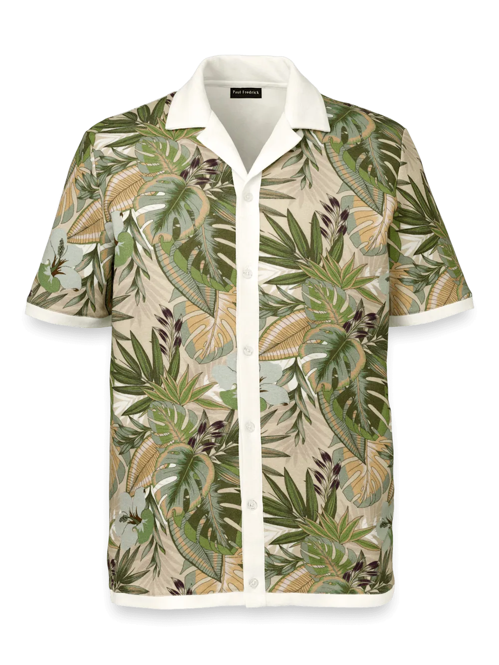Linen Blend Button Front Camp Collar - Multi