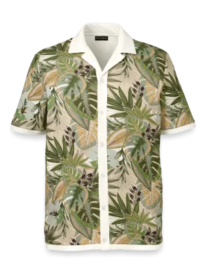 Linen Blend Button Front Camp Collar - Multi