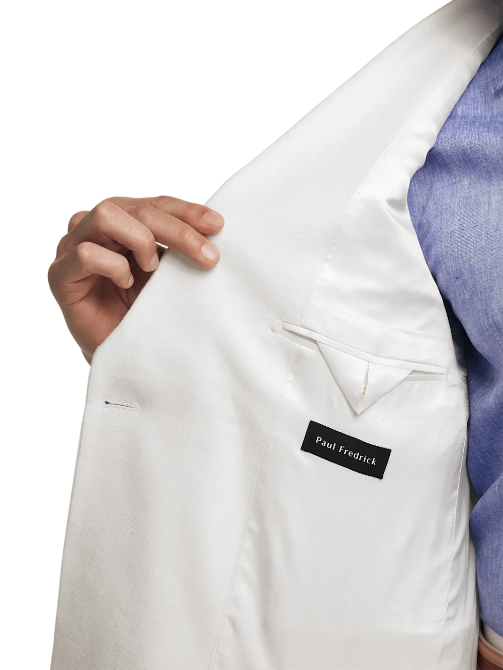 Linen Blend Double Breasted Peak Lapel Suit Jacket - White