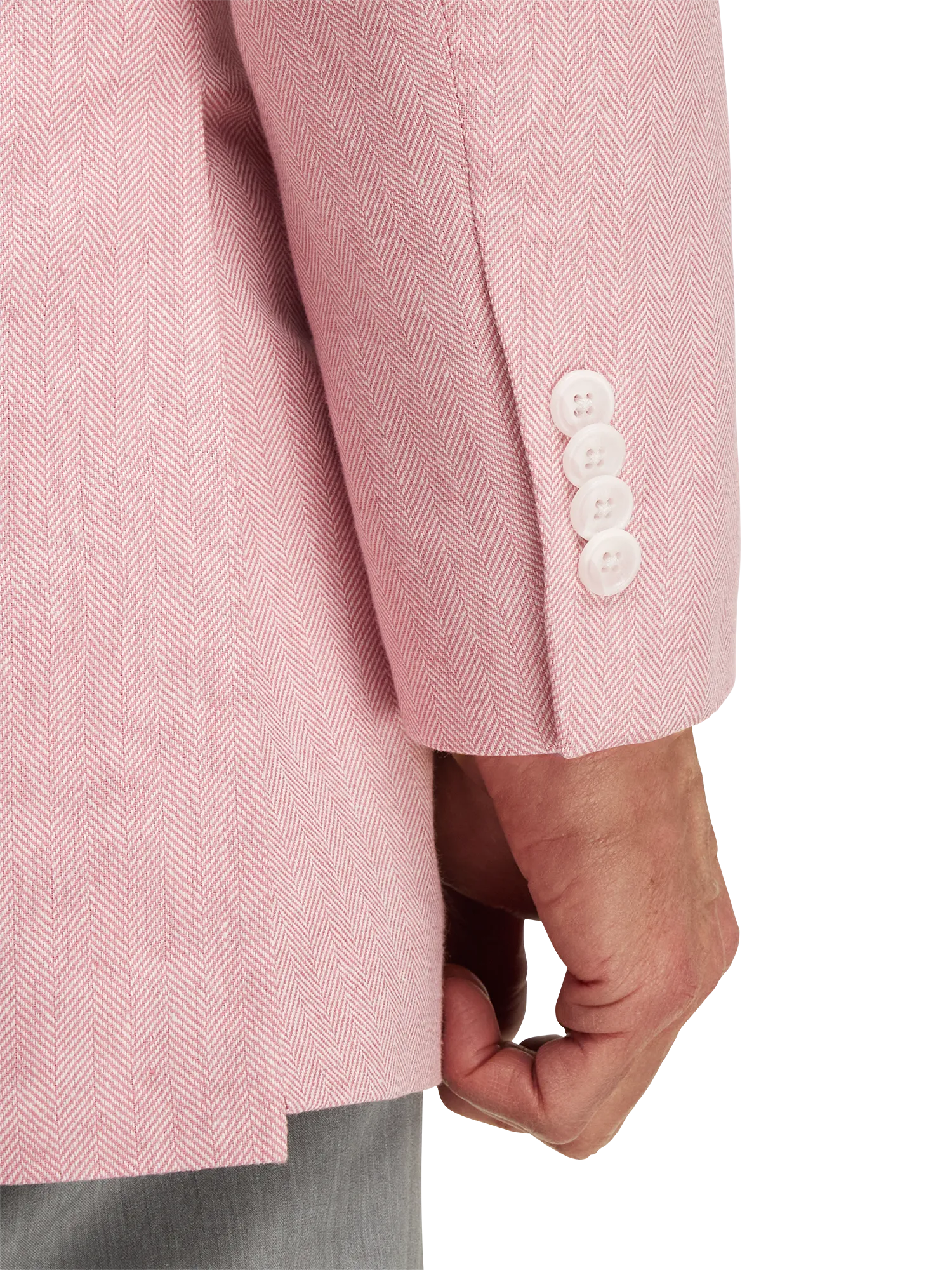 Linen Blend Herringbone Notch Lapel Sport Coat - Watermelon