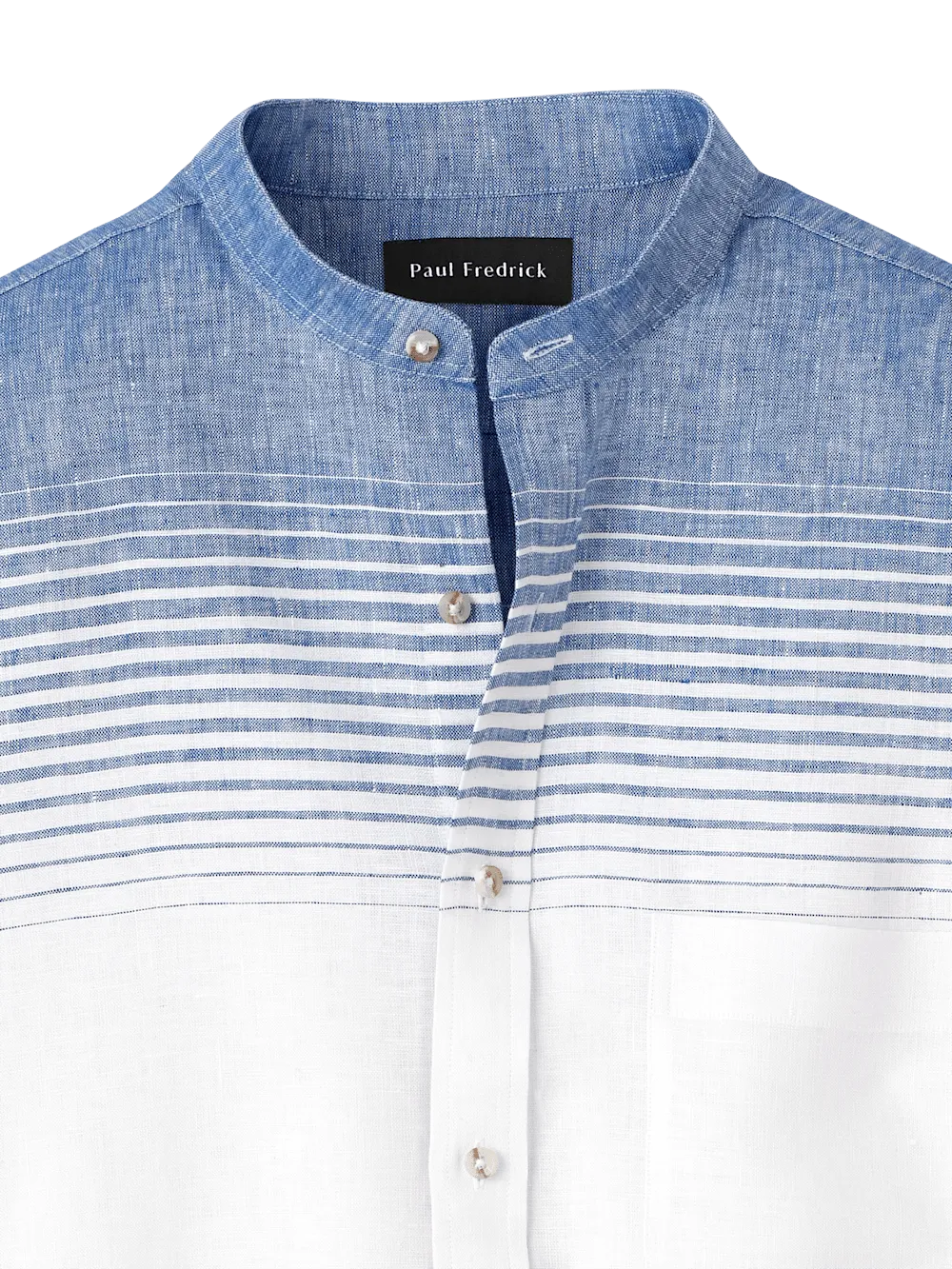 Linen Blend Horizontal Stripe Casual Shirt - Orange/blue