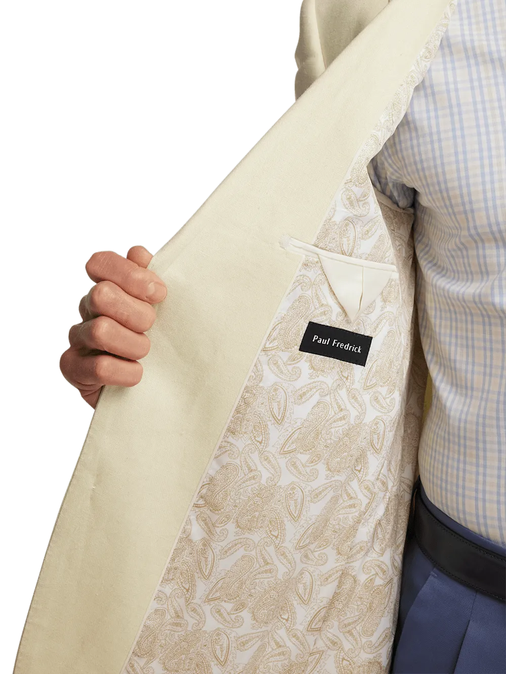 Linen Blend Single Breasted Notch Lapel Sport Coat - Butter