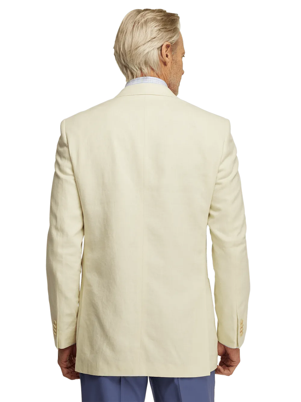 Linen Blend Single Breasted Notch Lapel Sport Coat - Butter