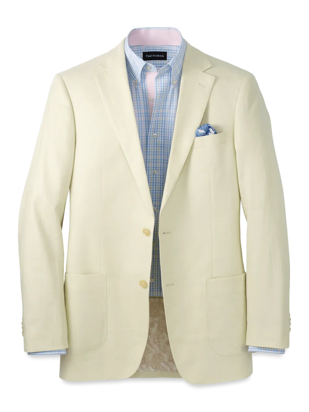 Linen Blend Single Breasted Notch Lapel Sport Coat - Butter