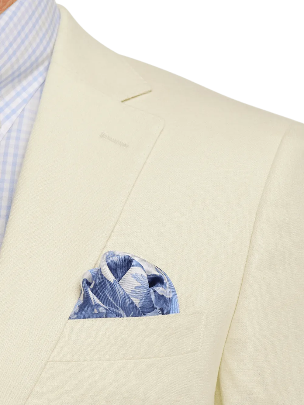 Linen Blend Single Breasted Notch Lapel Sport Coat - Butter