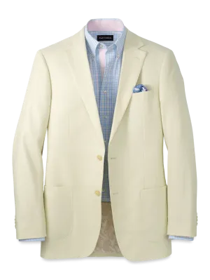 Linen Blend Single Breasted Notch Lapel Sport Coat - Butter