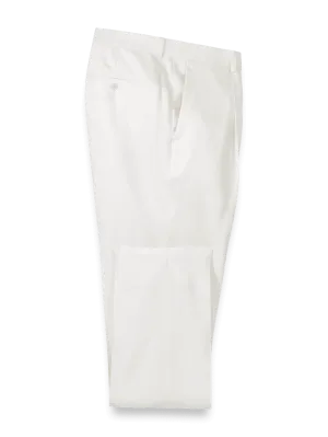 Linen Blend Single Pleat Suit Pants - White