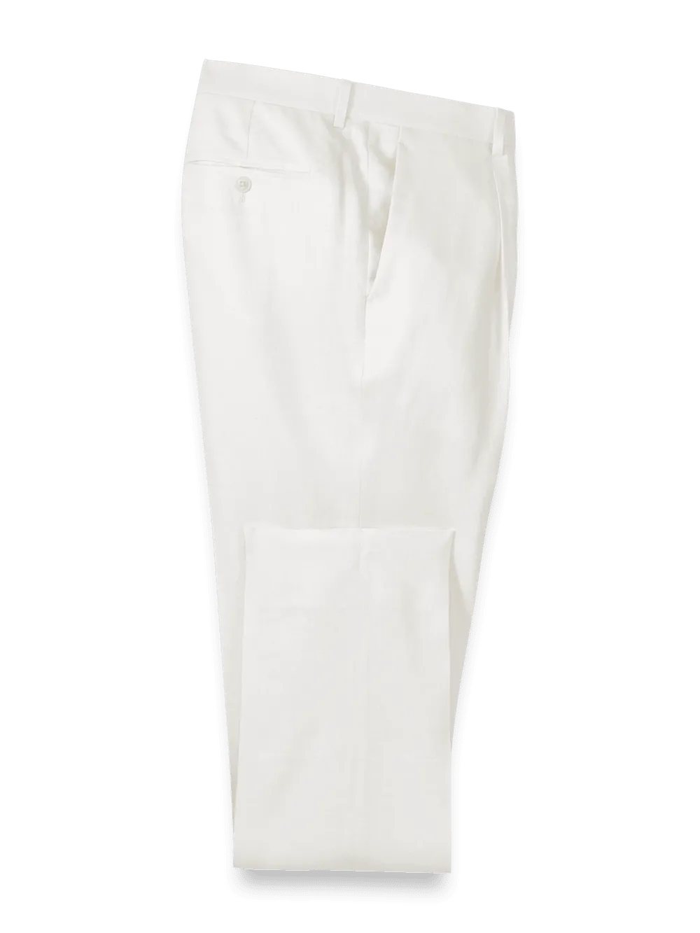 Linen Blend Single Pleat Suit Pants - White