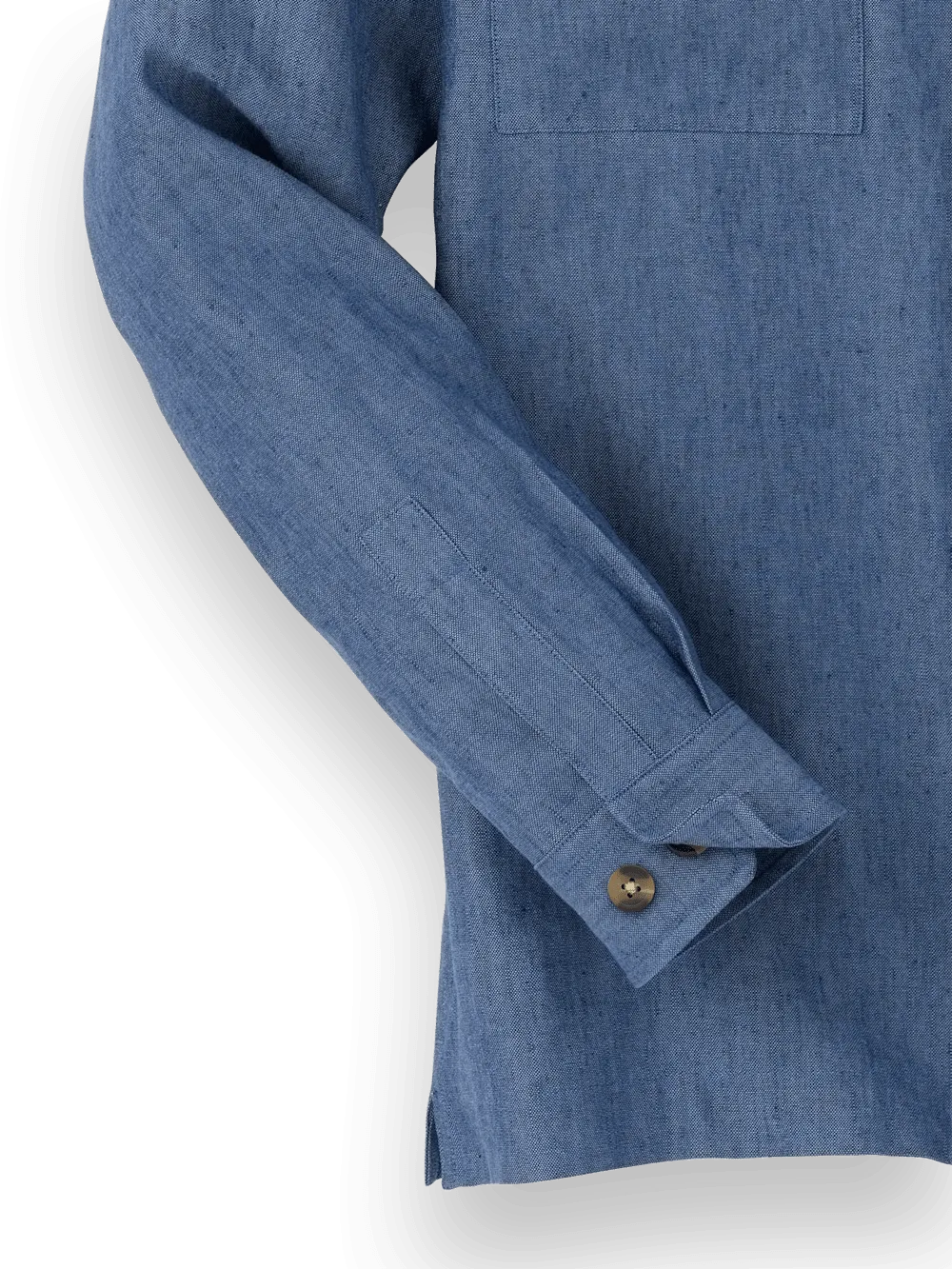 Linen Blend Solid Overshirt - Blue