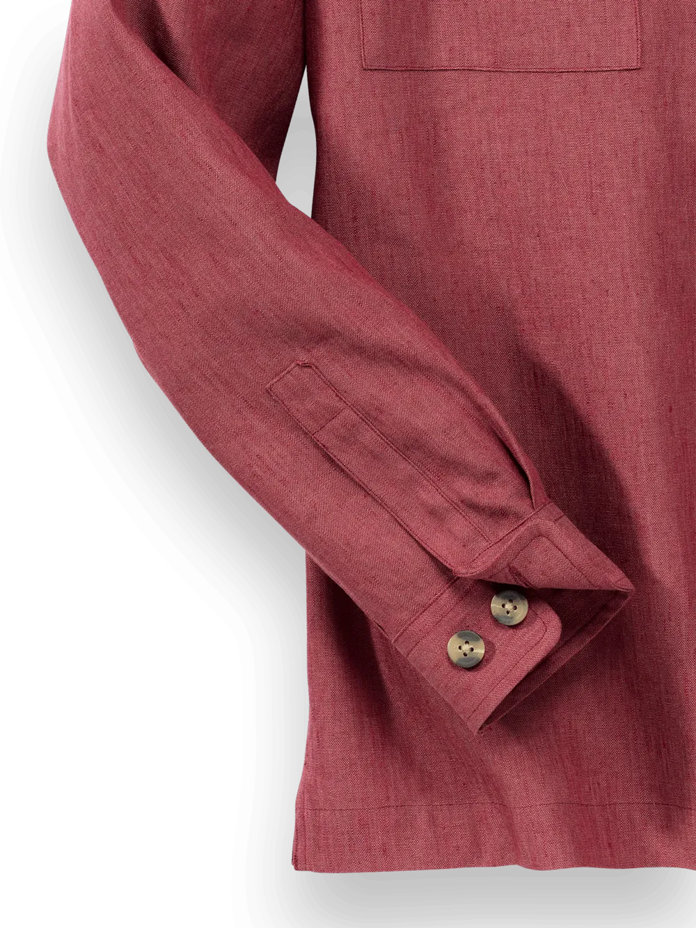 Linen Blend Solid Overshirt - Burgundy