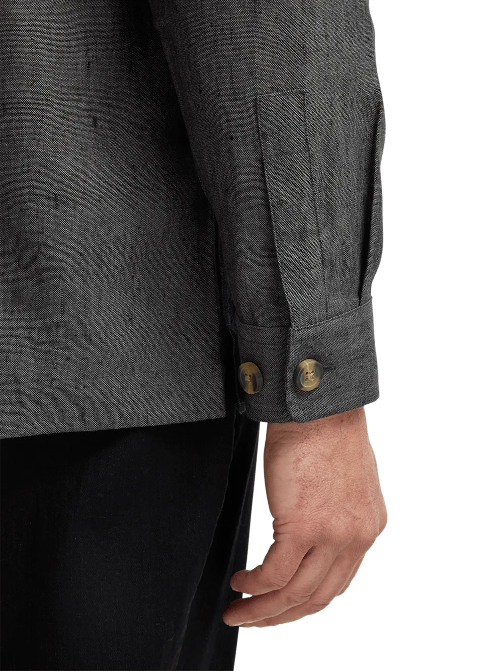 Linen Blend Solid Overshirt - Charcoal