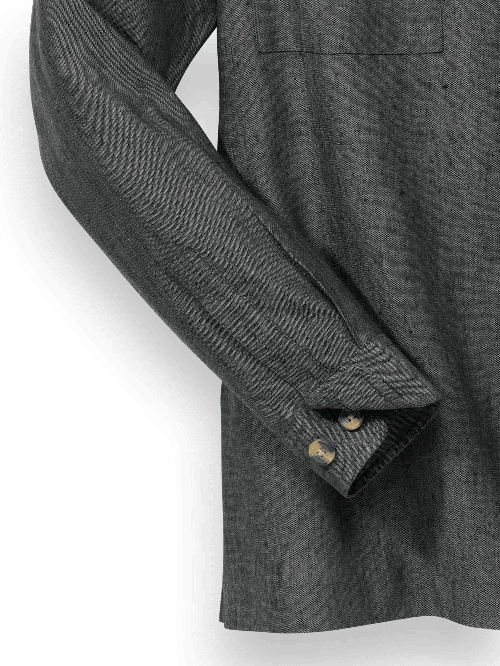Linen Blend Solid Overshirt - Charcoal