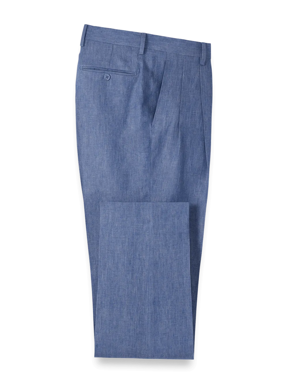 Linen Chambray Twill Pants - Blue