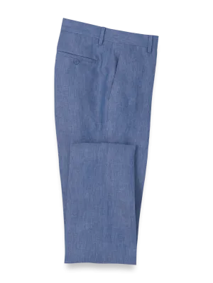 Linen Chambray Twill Pants - Blue