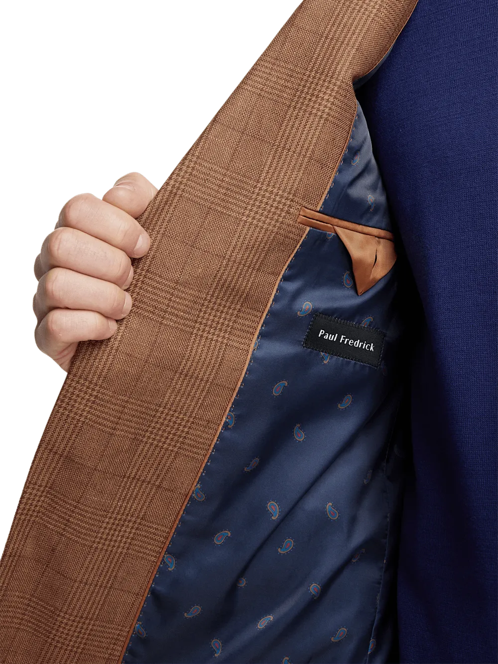 Linen Plaid Single Breasted Notch Lapel Sport Coat - Brown
