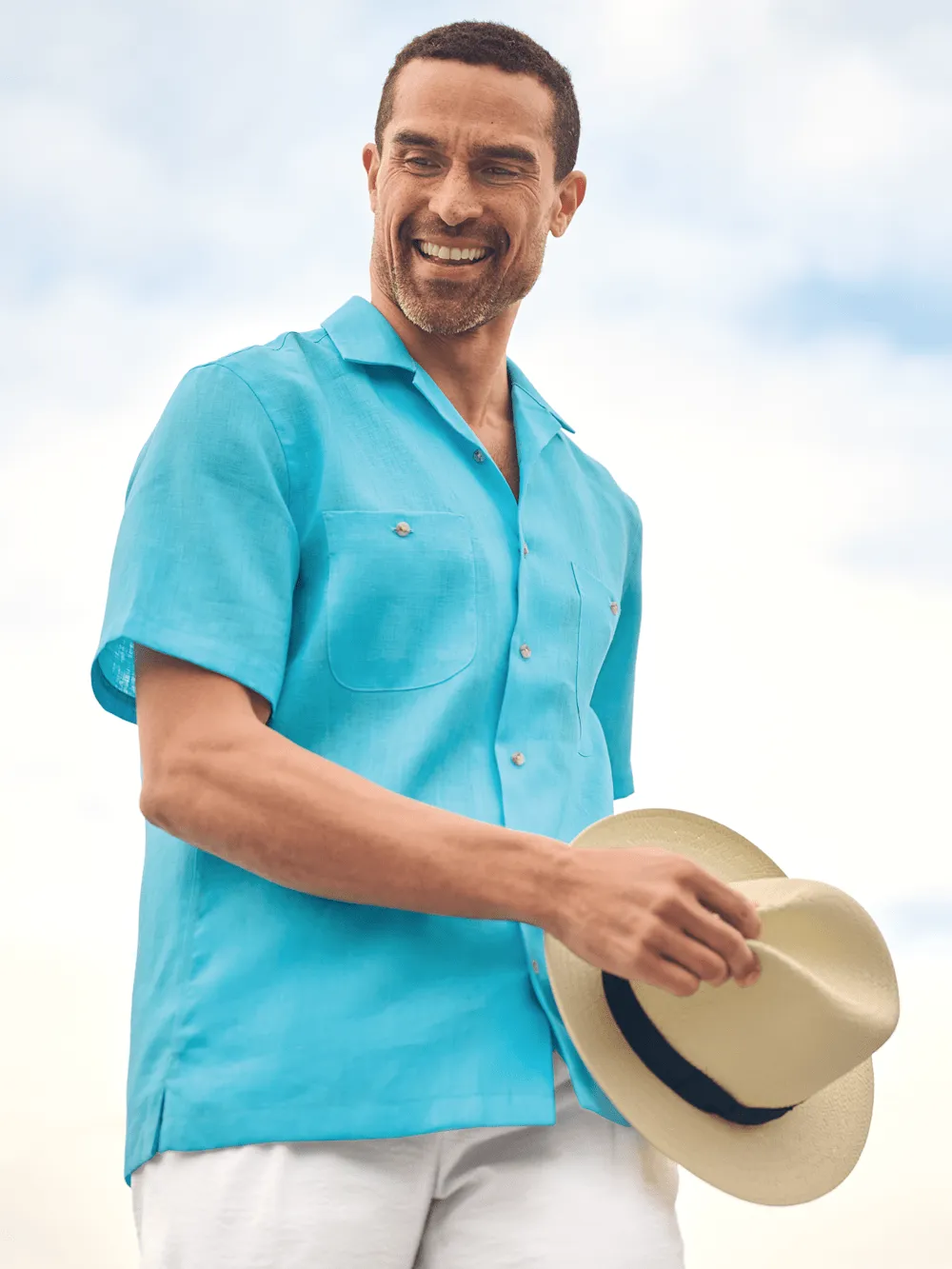Linen Solid Casual Shirt - Aqua