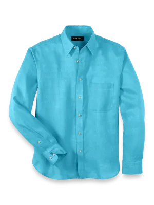 Linen Solid Casual Shirt - Aqua