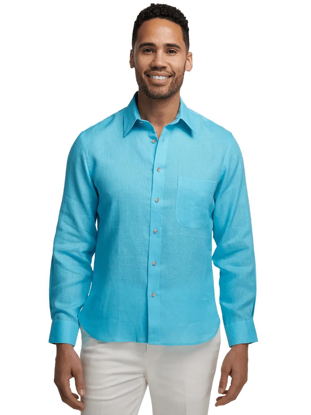 Linen Solid Casual Shirt - Aqua