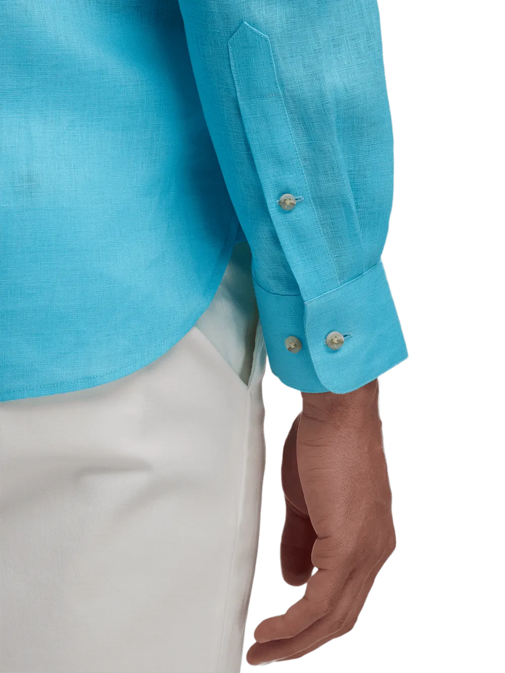 Linen Solid Casual Shirt - Aqua