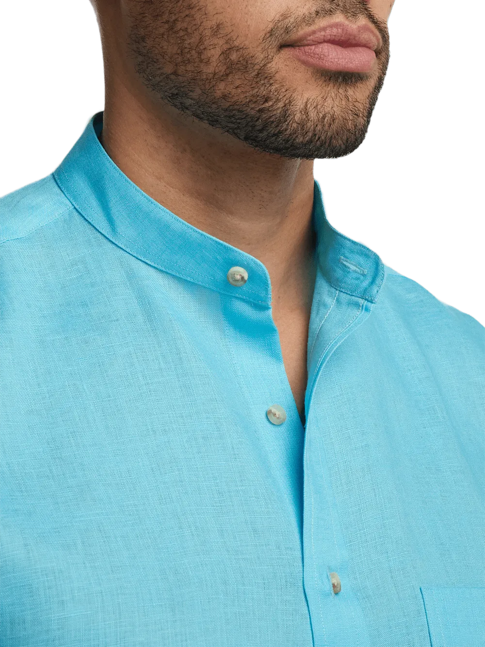 Linen Solid Casual Shirt - Aqua