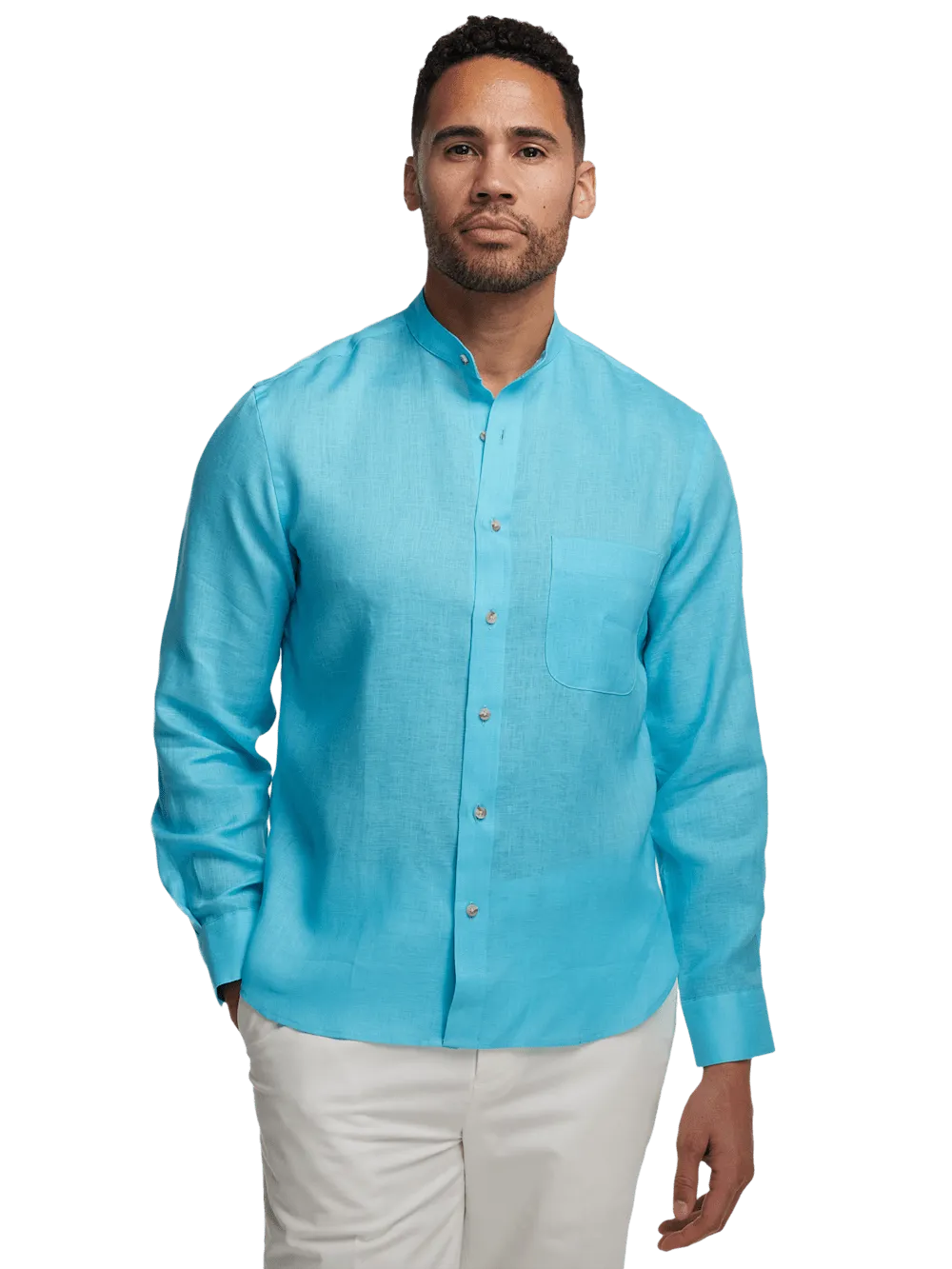 Linen Solid Casual Shirt - Aqua