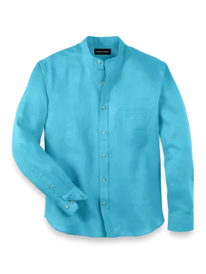 Linen Solid Casual Shirt - Aqua